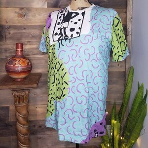 Adidas Shirt Mens Large Multicolor Unique Design Tribal Cotton Casual T Shirt